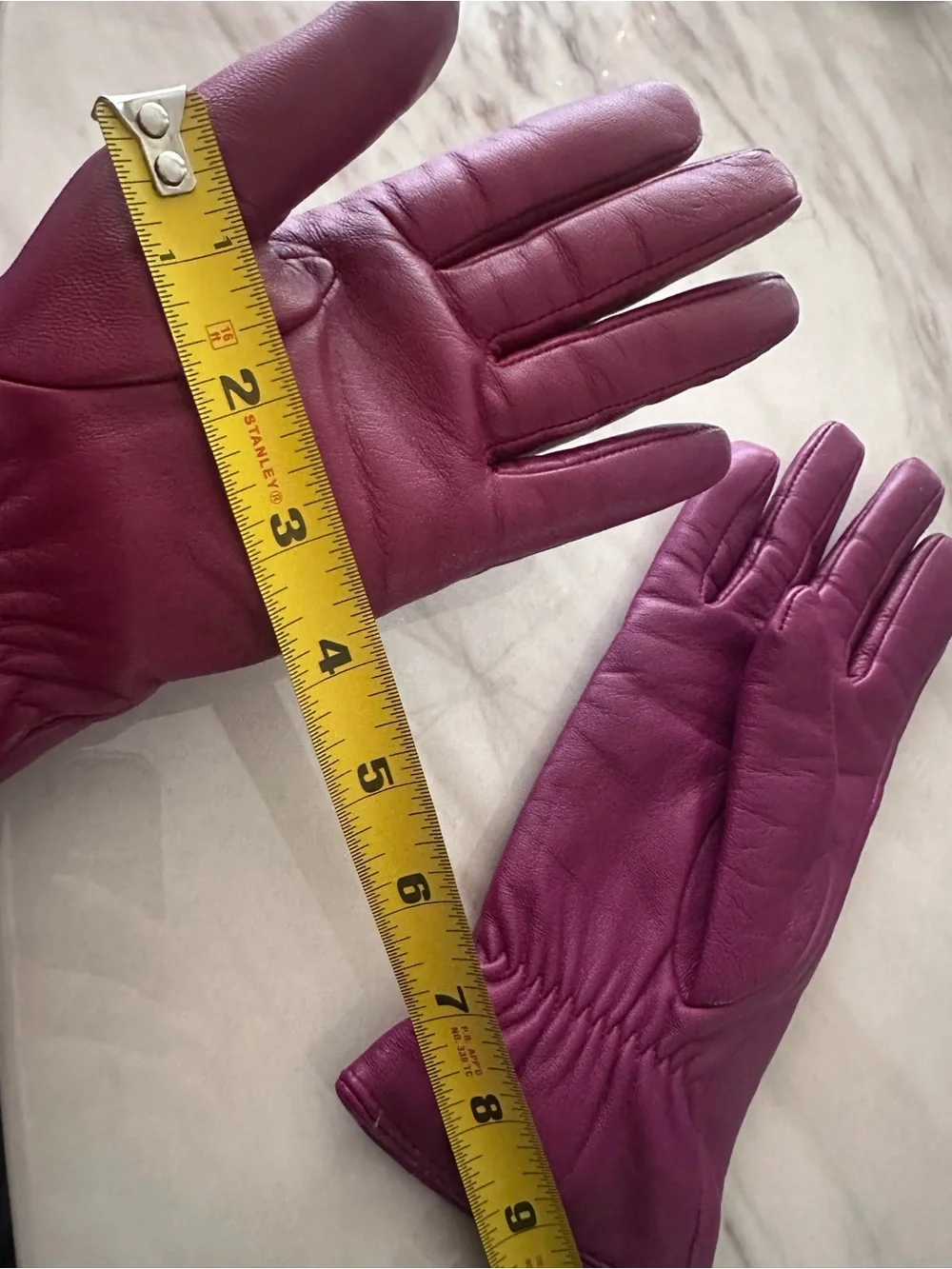 Excelled Women's Classic Magenta Leather Gloves Cashmere Lined! Sz M